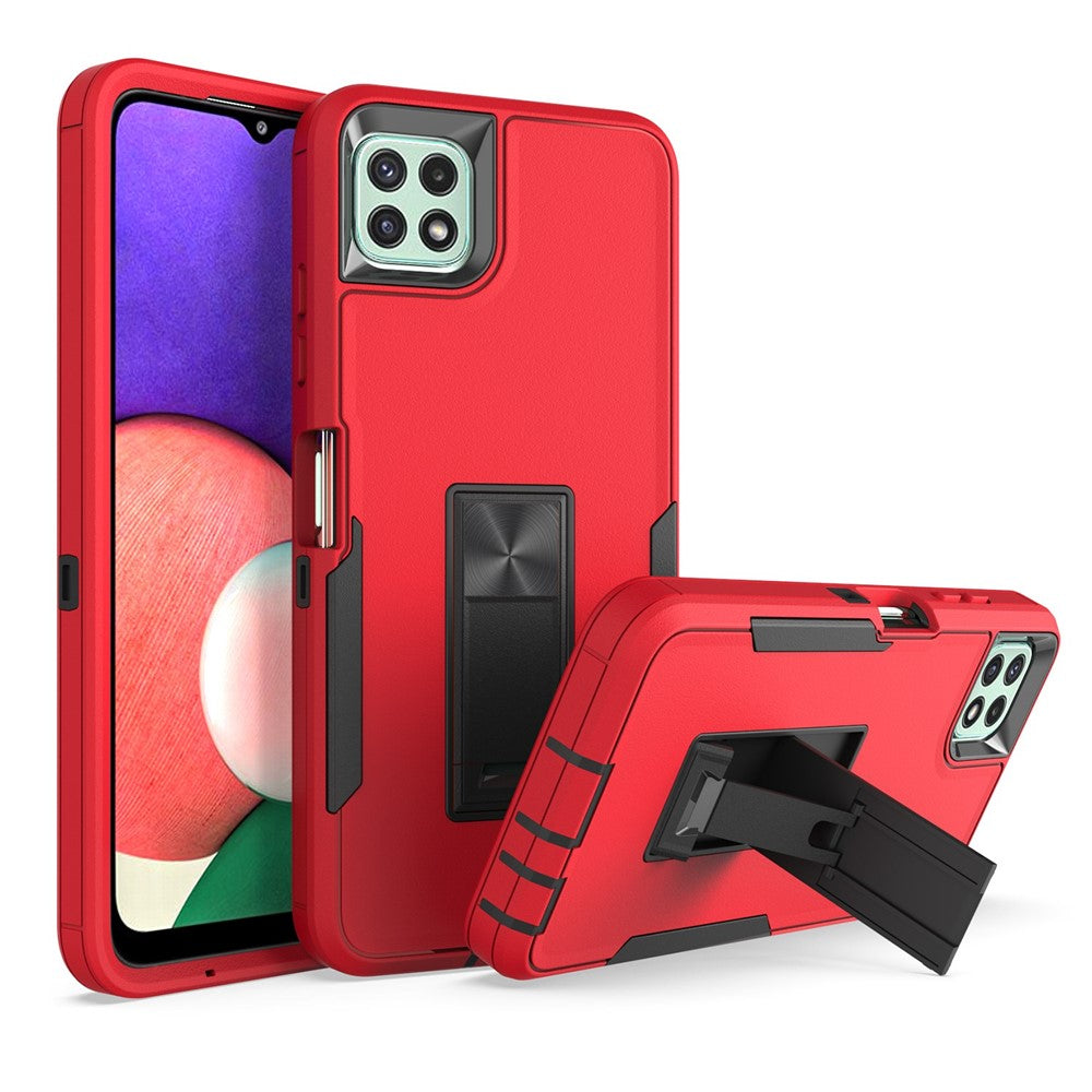 For Samsung Galaxy A22 5G (EU Version) Kickstand Phone Case Hard PC + Soft TPU Anti-drop Cover with Car Mount Metal Sheet