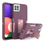 For Samsung Galaxy A22 5G (EU Version) Kickstand Phone Case Hard PC + Soft TPU Anti-drop Cover with Car Mount Metal Sheet