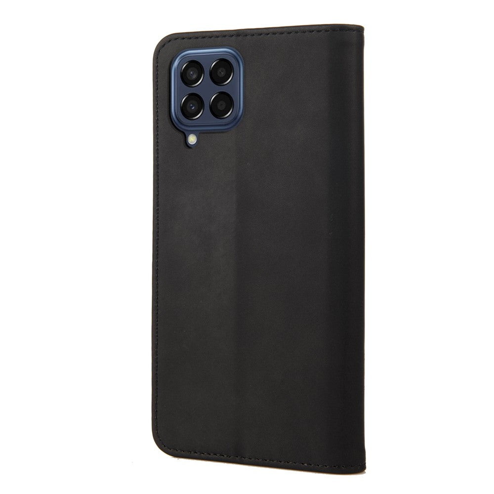 For Samsung Galaxy M33 5G (Global Version) Splicing PU Leather+TPU Skin-touch Feeling Case Stand Magnetic Absorption Flip Folio Wallet Cover