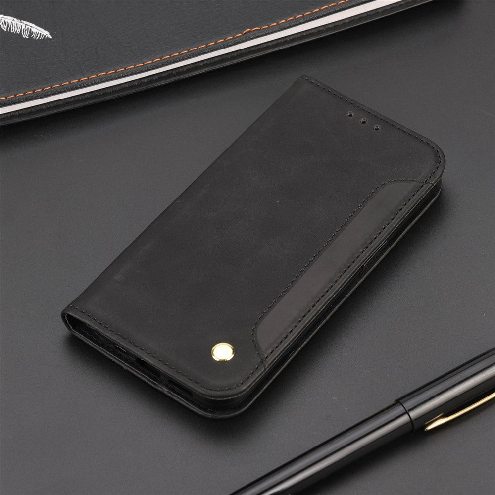 For Samsung Galaxy M33 5G (Global Version) Splicing PU Leather+TPU Skin-touch Feeling Case Stand Magnetic Absorption Flip Folio Wallet Cover