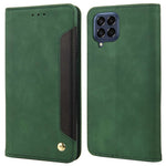 For Samsung Galaxy M33 5G (Global Version) Splicing PU Leather+TPU Skin-touch Feeling Case Stand Magnetic Absorption Flip Folio Wallet Cover
