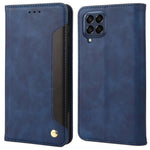 For Samsung Galaxy M33 5G (Global Version) Splicing PU Leather+TPU Skin-touch Feeling Case Stand Magnetic Absorption Flip Folio Wallet Cover