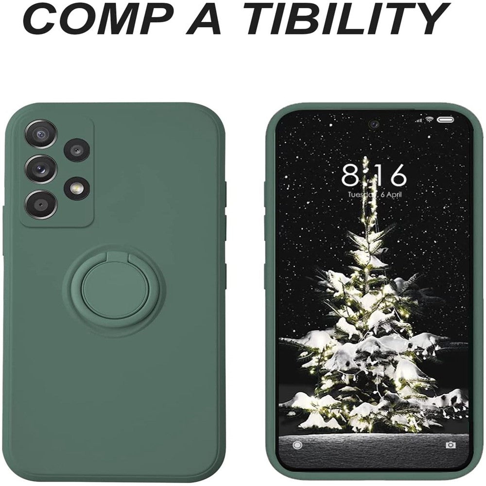 Til Samsung Galaxy A53 5G Ring Kickstand Design Flydende Silikone Telefoncover Ridsefast Cover med Snor