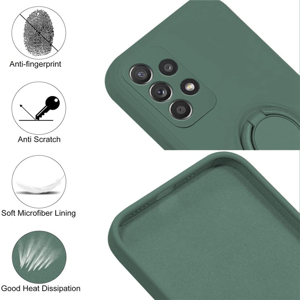 Til Samsung Galaxy A53 5G Ring Kickstand Design Flydende Silikone Telefoncover Ridsefast Cover med Snor