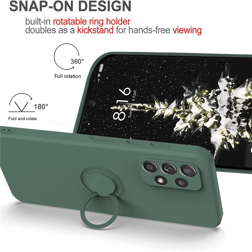 Til Samsung Galaxy A53 5G Ring Kickstand Design Flydende Silikone Telefoncover Ridsefast Cover med Snor