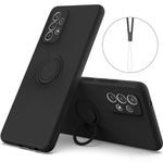 Til Samsung Galaxy A53 5G Ring Kickstand Design Flydende Silikone Telefoncover Ridsefast Cover med Snor