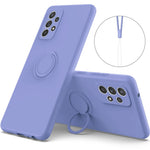 Til Samsung Galaxy A53 5G Ring Kickstand Design Flydende Silikone Telefoncover Ridsefast Cover med Snor