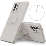 Til Samsung Galaxy A53 5G Ring Kickstand Design Flydende Silikone Telefoncover Ridsefast Cover med Snor