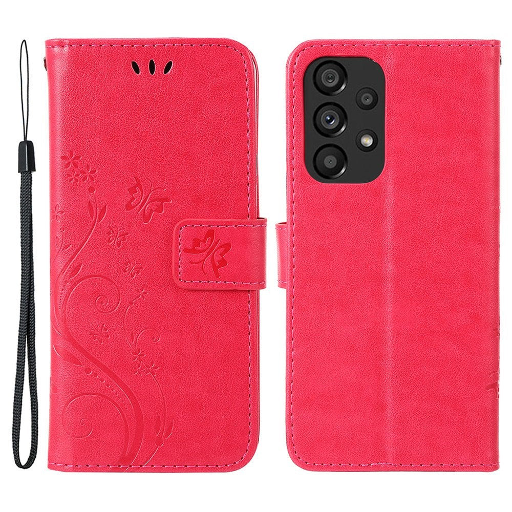 For Samsung Galaxy A73 5G Butterfly Flower Imprinted Wallet Phone Case PU Leather Folio Flip Cover with Stand/Strap