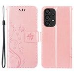 For Samsung Galaxy A73 5G Butterfly Flower Imprinted Wallet Phone Case PU Leather Folio Flip Cover with Stand/Strap