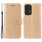 For Samsung Galaxy A73 5G Butterfly Flower Imprinted Wallet Phone Case PU Leather Folio Flip Cover with Stand/Strap