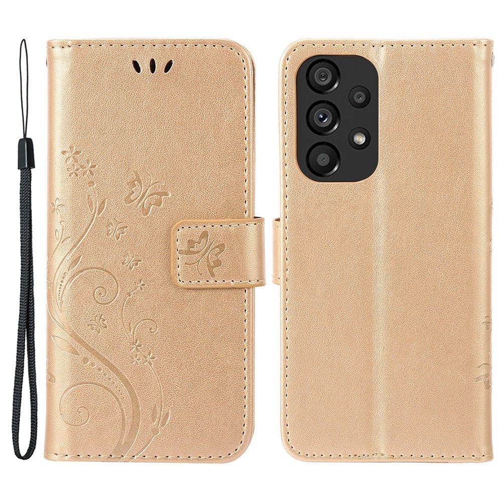 For Samsung Galaxy A73 5G Butterfly Flower Imprinted Wallet Phone Case PU Leather Folio Flip Cover with Stand/Strap