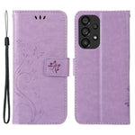 For Samsung Galaxy A73 5G Butterfly Flower Imprinted Wallet Phone Case PU Leather Folio Flip Cover with Stand/Strap