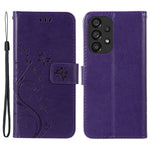 For Samsung Galaxy A73 5G Butterfly Flower Imprinted Wallet Phone Case PU Leather Folio Flip Cover with Stand/Strap