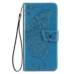 Big Butterfly Imprinting Leather Phone Shell for Samsung Galaxy M33 5G (Global Version), Full Coverage PU Leather Case with Stand Wallet + Handy Strap
