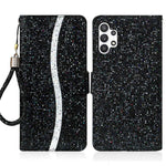Til Samsung Galaxy A13 4G Glitter Pailletter Splejsning Cover PU Læder Stander Aftagelig Håndledsrem Flip Tegnebog Telefon Etui