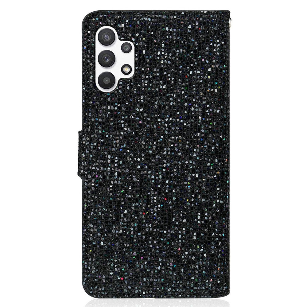 Til Samsung Galaxy A13 4G Glitter Pailletter Splejsning Cover PU Læder Stander Aftagelig Håndledsrem Flip Tegnebog Telefon Etui