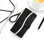 Til Samsung Galaxy A13 4G Glitter Pailletter Splejsning Cover PU Læder Stander Aftagelig Håndledsrem Flip Tegnebog Telefon Etui