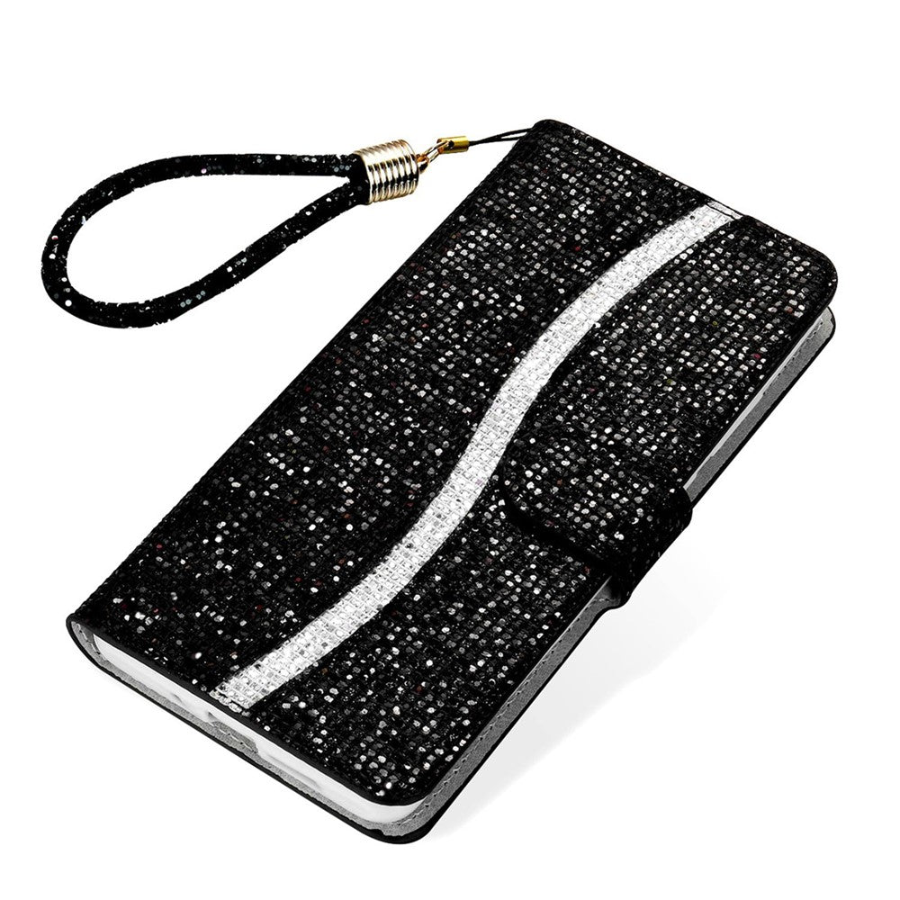 Til Samsung Galaxy A13 4G Glitter Pailletter Splejsning Cover PU Læder Stander Aftagelig Håndledsrem Flip Tegnebog Telefon Etui