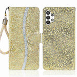 Til Samsung Galaxy A13 4G Glitter Pailletter Splejsning Cover PU Læder Stander Aftagelig Håndledsrem Flip Tegnebog Telefon Etui