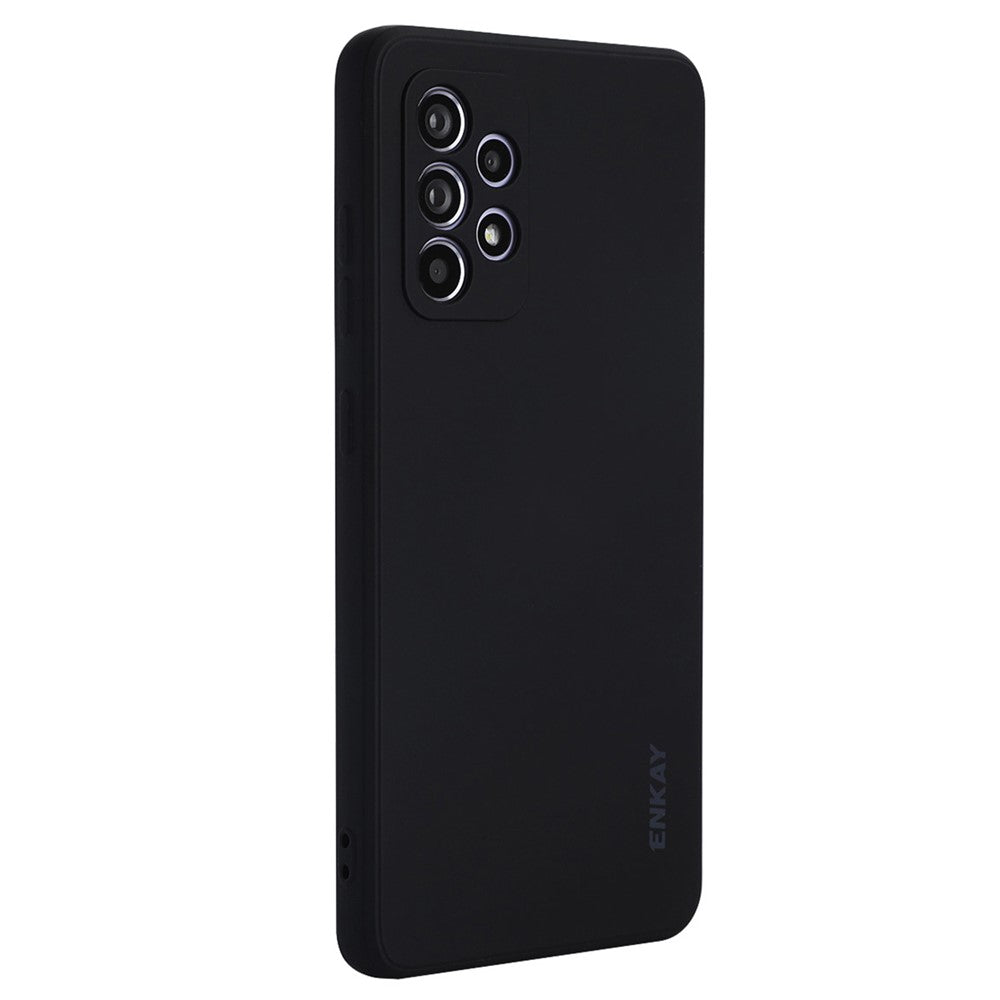 ENKAY HAT PRINCE Liquid Silicone Case for Samsung Galaxy A52 4G/5G/A52s 5G, Shockproof Straight Edge Design Camera Protection Lens Protector Cover