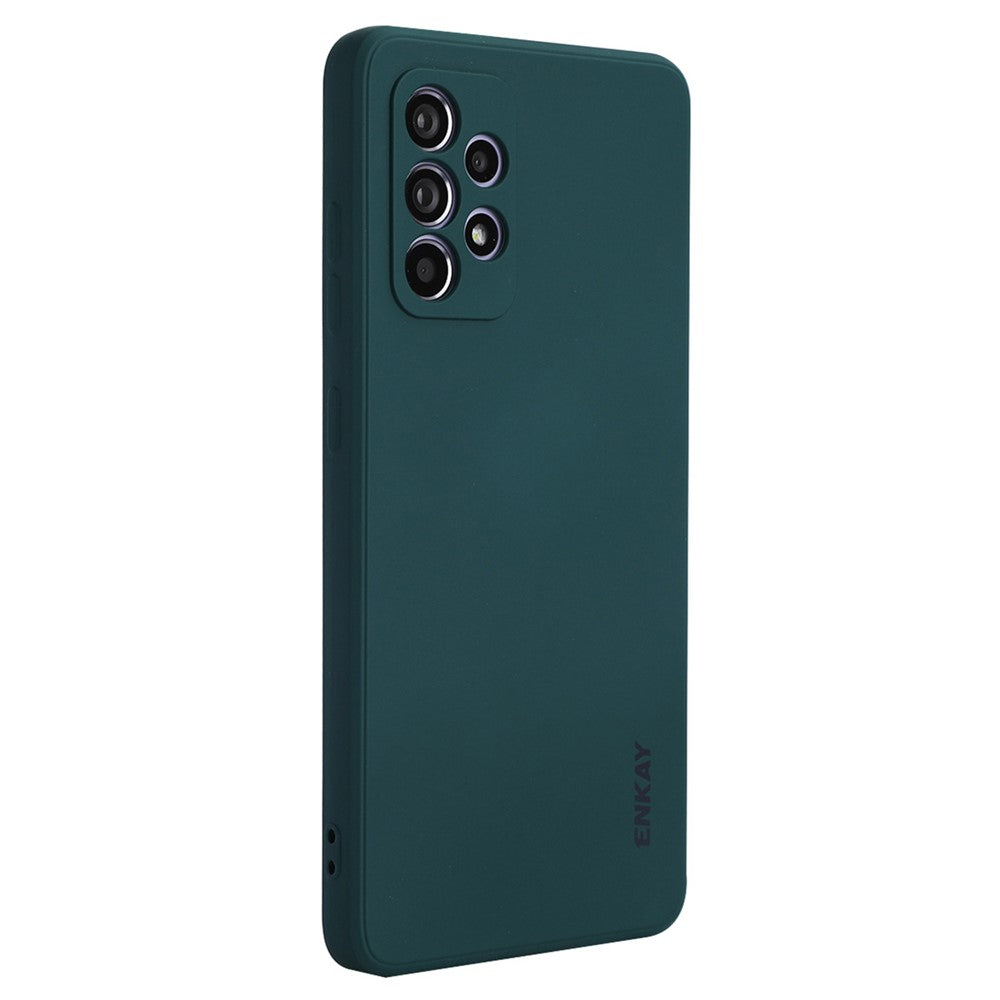ENKAY HAT PRINCE Liquid Silicone Case for Samsung Galaxy A52 4G/5G/A52s 5G, Shockproof Straight Edge Design Camera Protection Lens Protector Cover