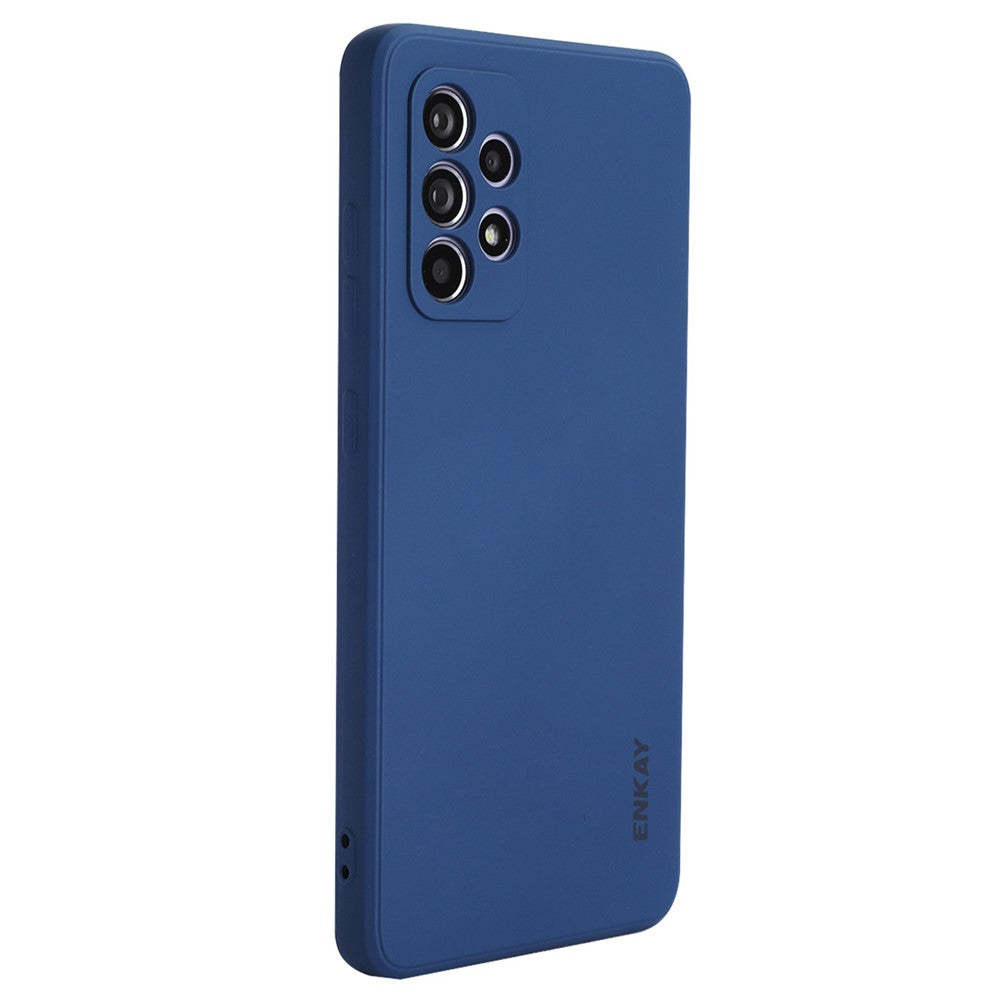 ENKAY HAT PRINCE Liquid Silicone Case for Samsung Galaxy A52 4G/5G/A52s 5G, Shockproof Straight Edge Design Camera Protection Lens Protector Cover