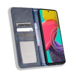 Auto-Absorbed Phone Cover for Samsung Galaxy M53 5G, Retro Surface Anti-Fall Wallet Stand Leather Mobile Phone Accessory