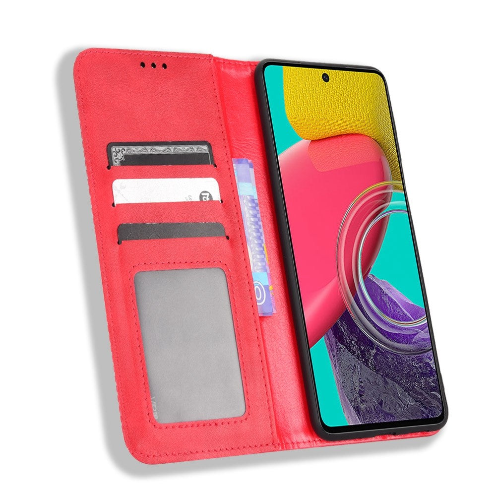 Phone Cover for Samsung Galaxy M33 5G (Global Version), Well-protected Anti-scratch Auto-Absorbed Retro Surface Wallet Stand Leather Phone Accessory