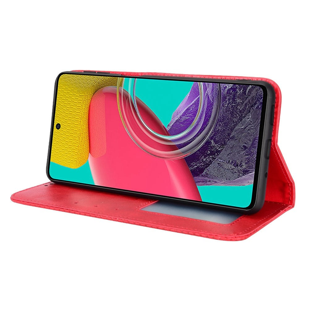 Phone Cover for Samsung Galaxy M33 5G (Global Version), Well-protected Anti-scratch Auto-Absorbed Retro Surface Wallet Stand Leather Phone Accessory
