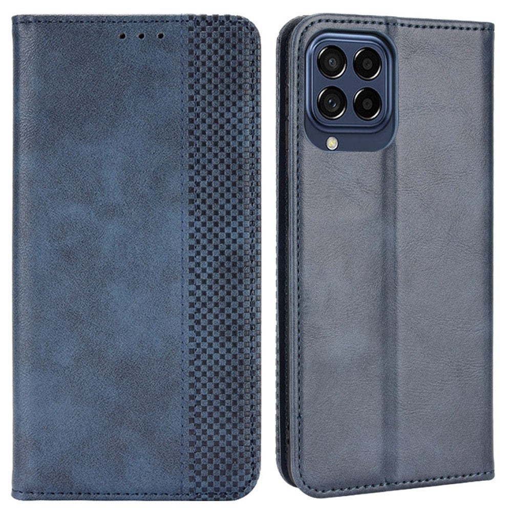 Phone Cover for Samsung Galaxy M33 5G (Global Version), Well-protected Anti-scratch Auto-Absorbed Retro Surface Wallet Stand Leather Phone Accessory