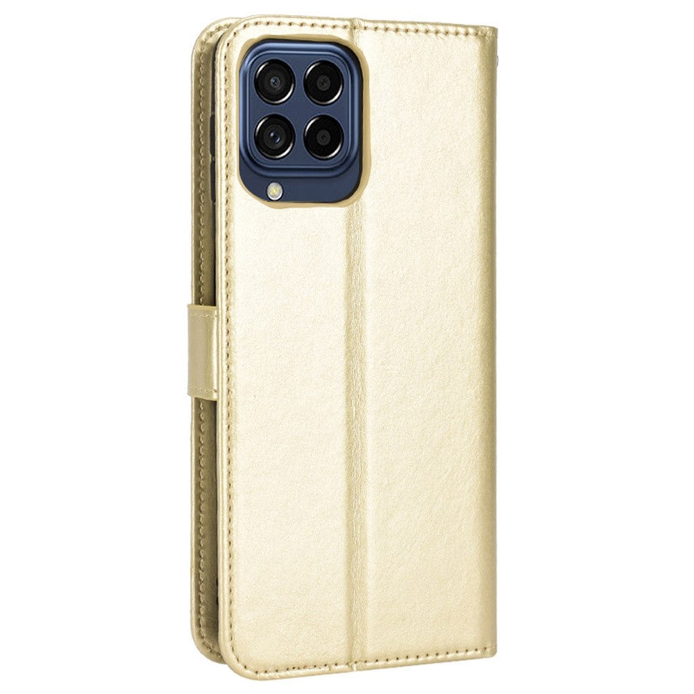 For Samsung Galaxy M33 5G (Global Version) Crazy Horse Texture Wallet Flip Cover PU Leather TPU Inner Shell Magnetic Closure Stand Function Folio Case with Strap