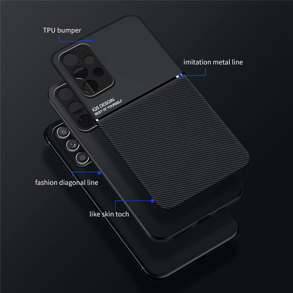 Samsung Galaxy A73 5G Slitstarkt mobilskal i PU-läder med precisa utskärningar och TPU-tryck med inbyggd magnetisk metallplåt