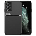 Samsung Galaxy A73 5G Slitstarkt mobilskal i PU-läder med precisa utskärningar och TPU-tryck med inbyggd magnetisk metallplåt