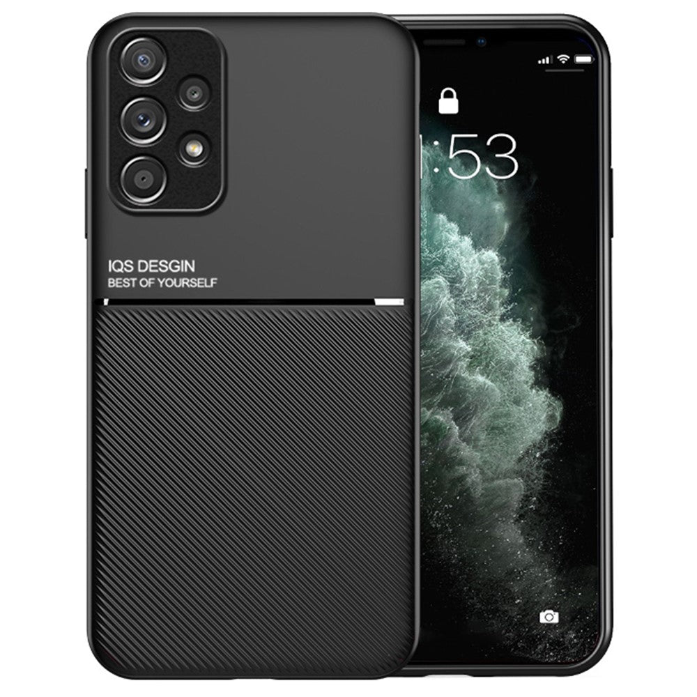 Samsung Galaxy A73 5G Slitstarkt mobilskal i PU-läder med precisa utskärningar och TPU-tryck med inbyggd magnetisk metallplåt