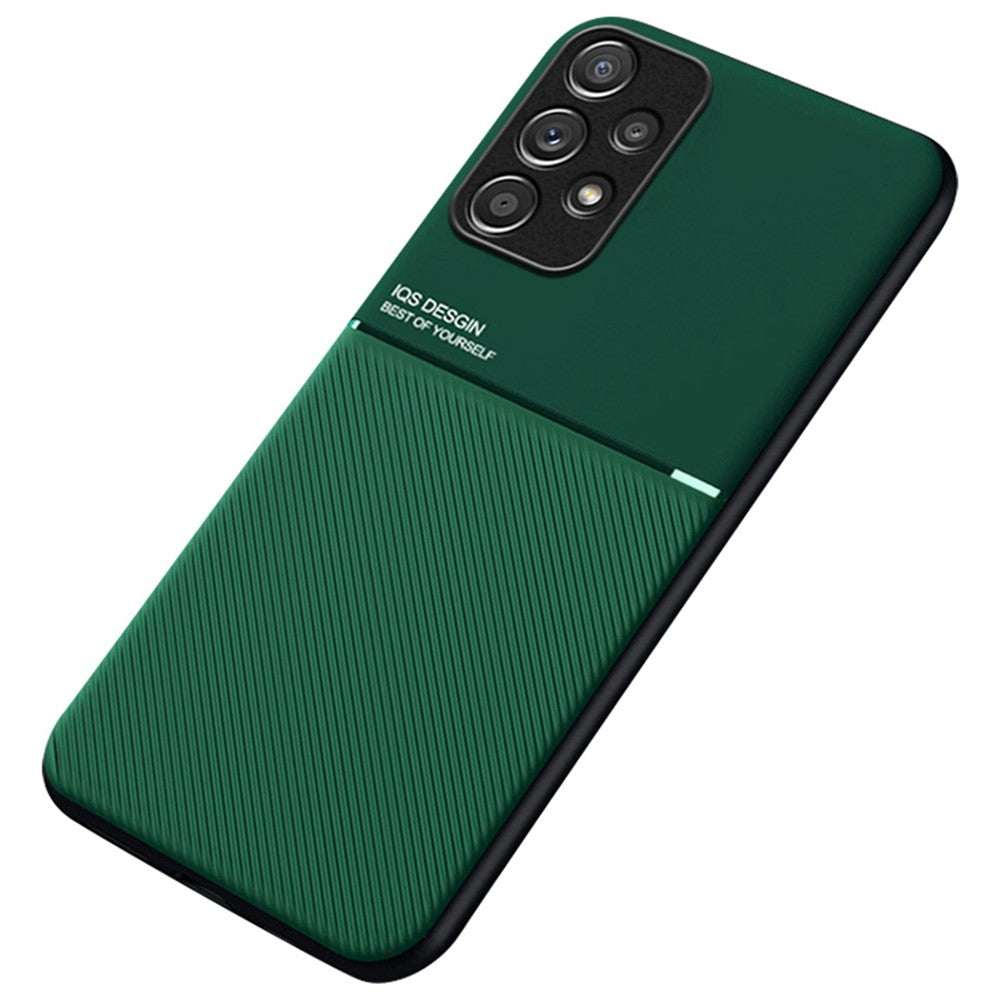 Samsung Galaxy A73 5G Slitstarkt mobilskal i PU-läder med precisa utskärningar och TPU-tryck med inbyggd magnetisk metallplåt