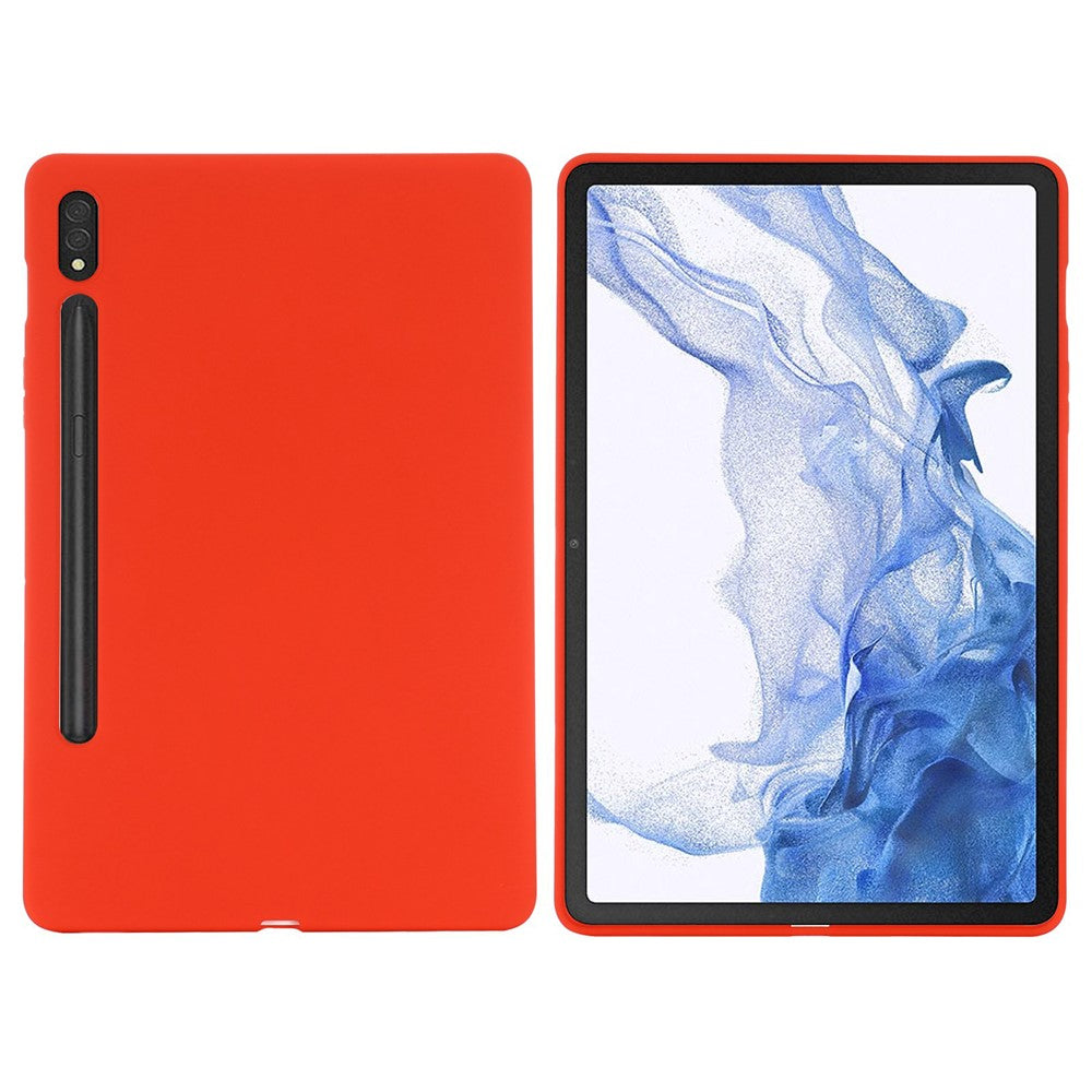 For Samsung Galaxy Tab S8 Ultra Microfiber Lining Anti-scratch Slim Tablet Case Liquid Silicone Protective Cover