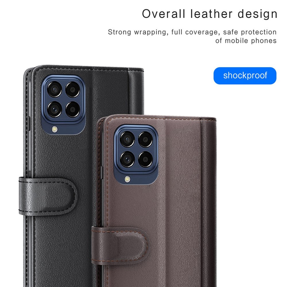 For Samsung Galaxy M33 5G (Global) Case Genuine Split Leather Phone Cover with Wallet Stand