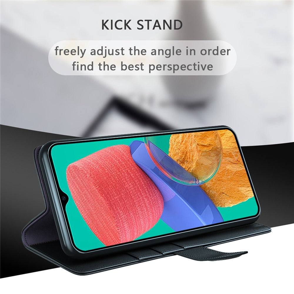 For Samsung Galaxy M33 5G (Global) Case Genuine Split Leather Phone Cover with Wallet Stand