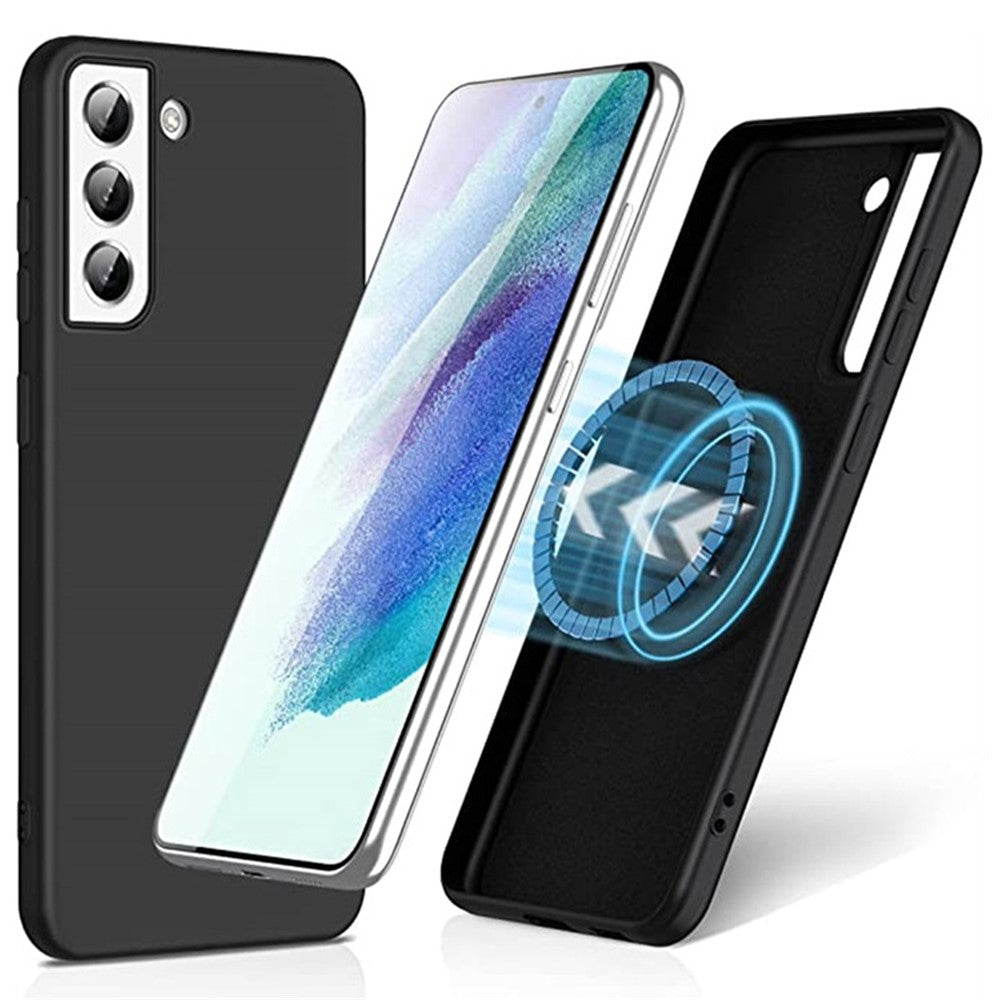 Liquid Series magnetisk silikoneetui med trådløs opladning til Samsung Galaxy S21+ 5G, TPU-kant, blødt mikrofiberfor og ridsebestandigt cover