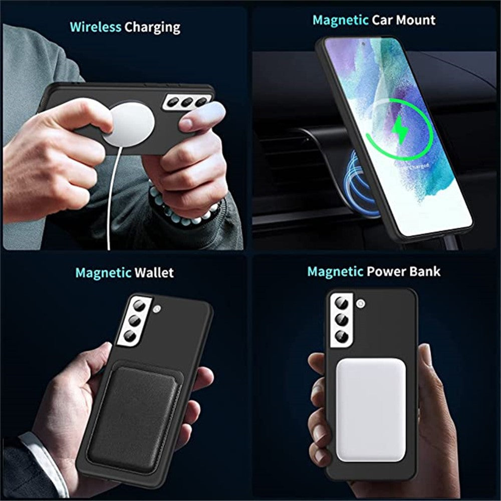 Liquid Series for Samsung Galaxy S21+ 5G Wireless Charging Magnetic Liquid Silicone Case TPU Border Soft Microfiber Lining Anti-Scratch Cover