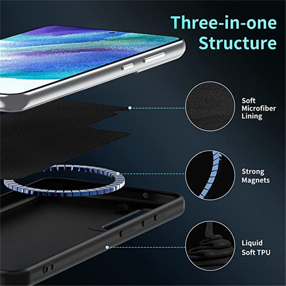 Liquid Series for Samsung Galaxy S21+ 5G Wireless Charging Magnetic Liquid Silicone Case TPU Border Soft Microfiber Lining Anti-Scratch Cover