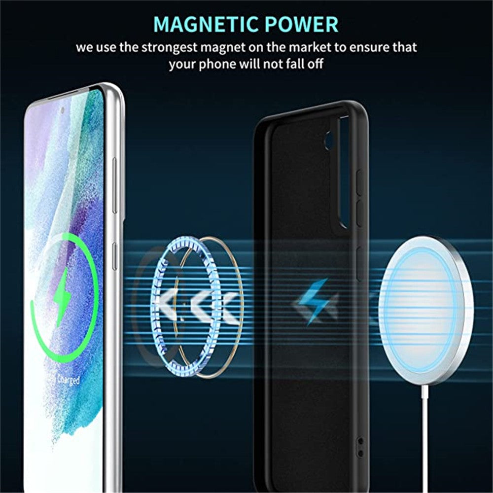 Liquid Series for Samsung Galaxy S21+ 5G Wireless Charging Magnetic Liquid Silicone Case TPU Border Soft Microfiber Lining Anti-Scratch Cover