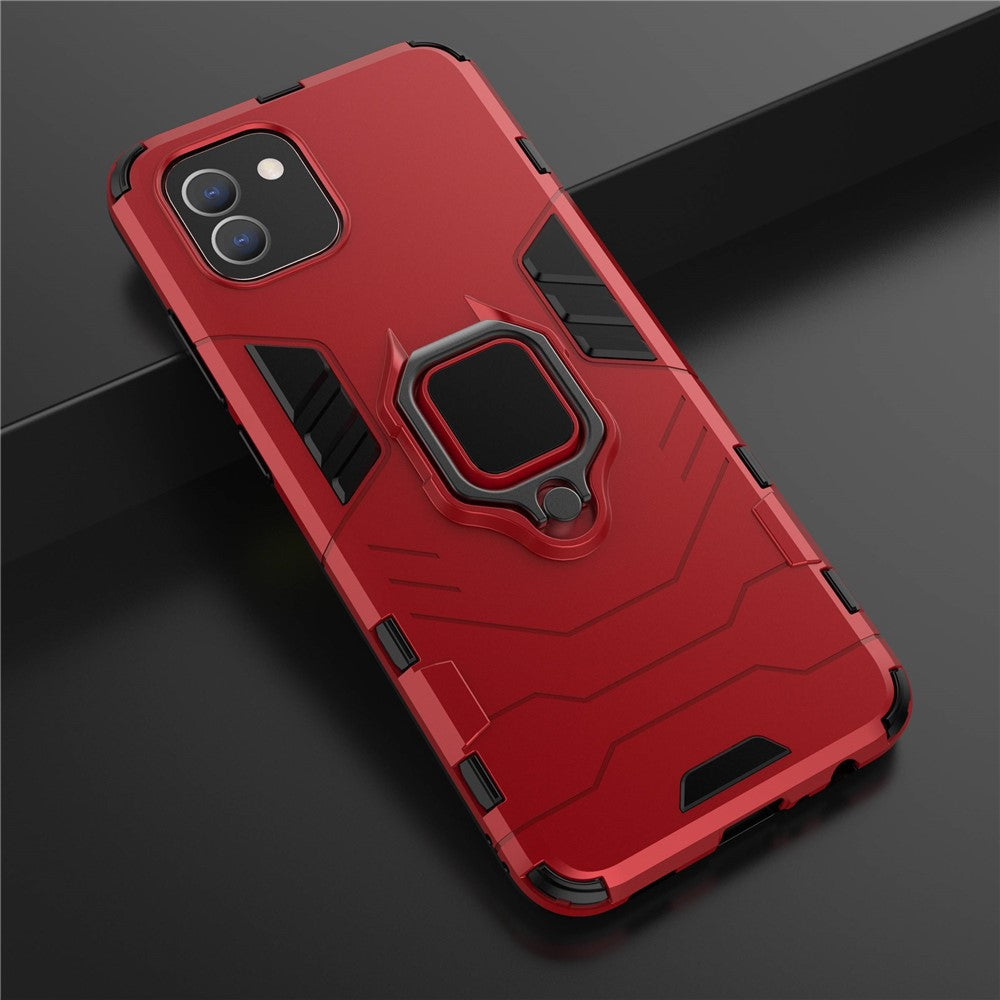 For Samsung Galaxy A03 (166.5mm) TPU+PC Shockproof Protection Case Military Grade Armor Ring Holder Back Cover