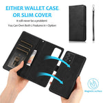 For Samsung Galaxy A32 5G/M32 5G Magnetic Detachable 2-in-1 PU Leather Case Stand Feature Wallet Shockproof Removable Phone Cover with Wrist Strap