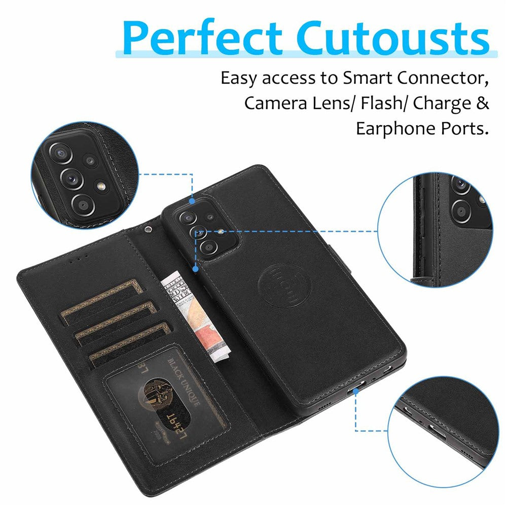For Samsung Galaxy A32 5G/M32 5G Magnetic Detachable 2-in-1 PU Leather Case Stand Feature Wallet Shockproof Removable Phone Cover with Wrist Strap