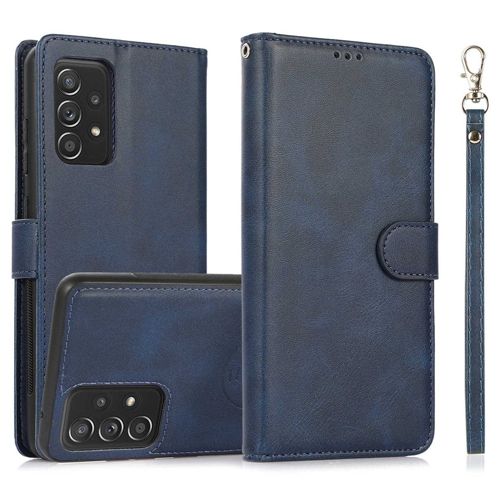 For Samsung Galaxy A32 5G/M32 5G Magnetic Detachable 2-in-1 PU Leather Case Stand Feature Wallet Shockproof Removable Phone Cover with Wrist Strap