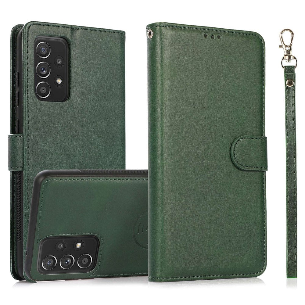 For Samsung Galaxy A32 5G/M32 5G Magnetic Detachable 2-in-1 PU Leather Case Stand Feature Wallet Shockproof Removable Phone Cover with Wrist Strap