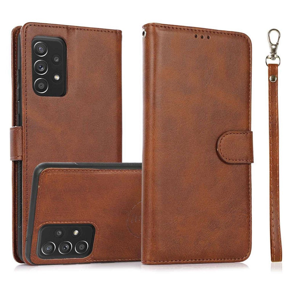 For Samsung Galaxy A32 5G/M32 5G Magnetic Detachable 2-in-1 PU Leather Case Stand Feature Wallet Shockproof Removable Phone Cover with Wrist Strap