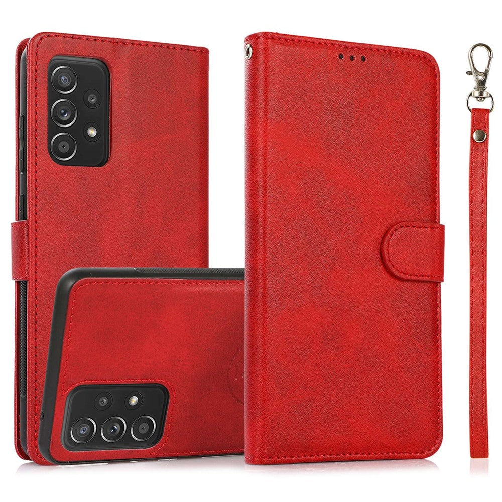 For Samsung Galaxy A32 5G/M32 5G Magnetic Detachable 2-in-1 PU Leather Case Stand Feature Wallet Shockproof Removable Phone Cover with Wrist Strap